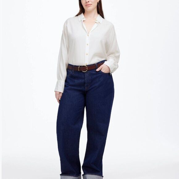 Madewell NT777 White Relaxed Dolman Button-Up Shirt NWT size xxs - Picture 5 of 10